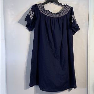Navy Off The Shoulder Maternity Dress